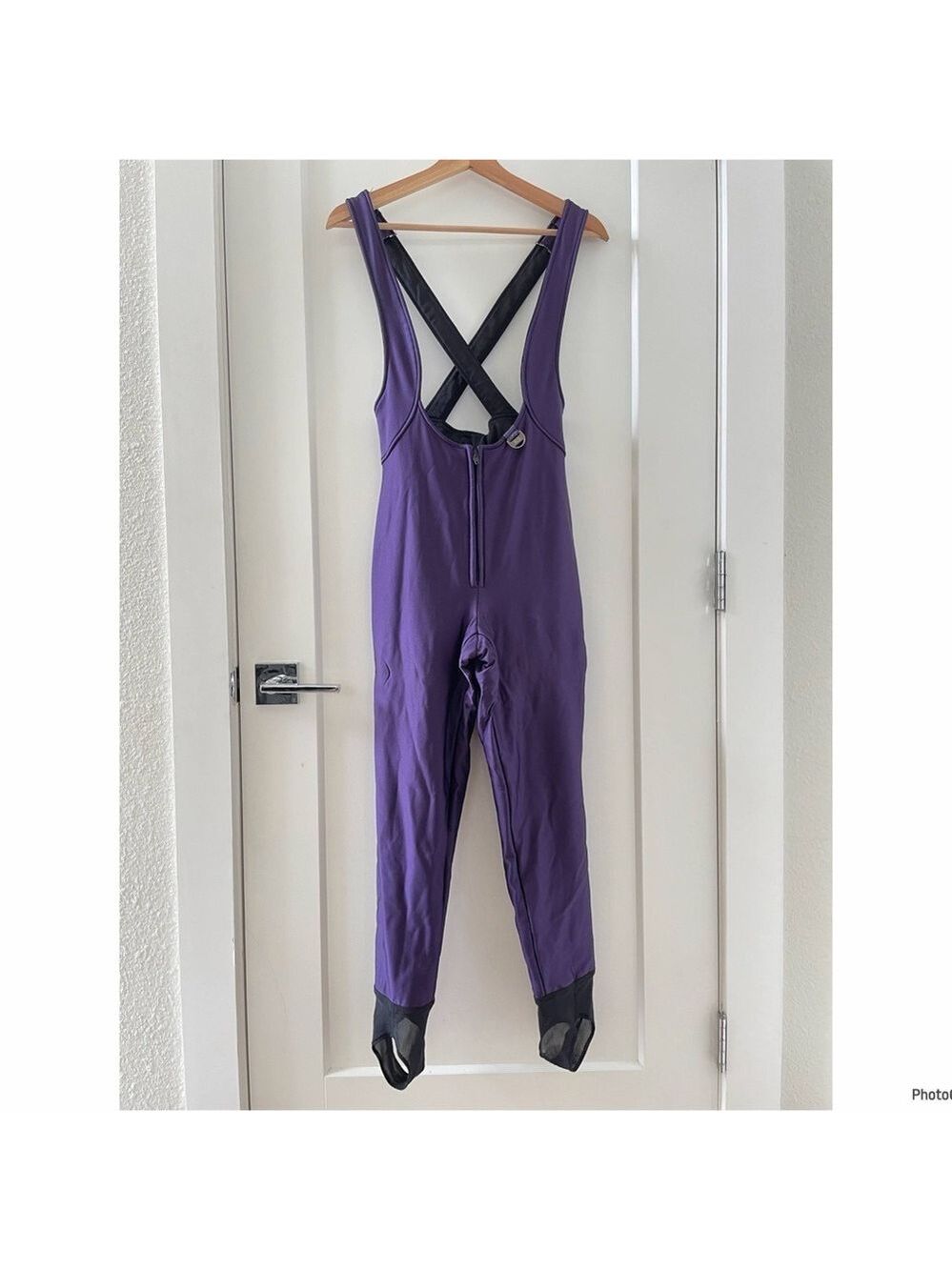 Vintage Nils Women's Black Snow Ski Bib Pants Stirrup Overalls Schoeller Size 4R